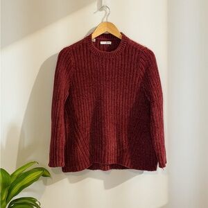 Vintage Burgundy Ribbed Sweater